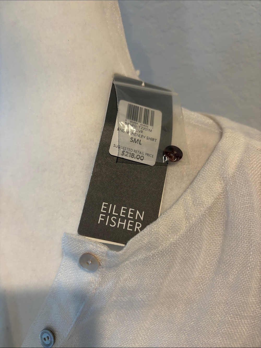 Eileen Fisher White Lightweight Button-Front Top
